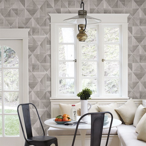 2836-24960 Corin Light Grey Wood Geometric Wallpaper