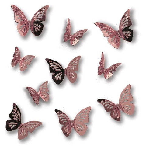 3D Rose Gold Butterflies Peel & Stick Mirrors