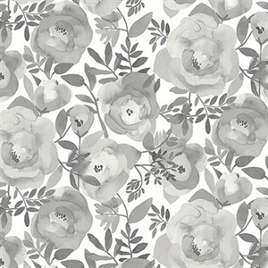 Blooming Floral Dove Grey Wall Mural