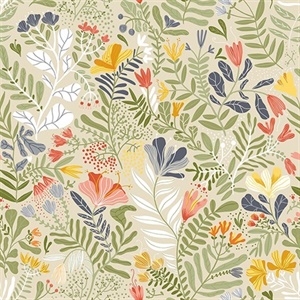 Brittsommar Green Woodland Floral Wallpaper