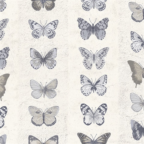 Jewel Butterflies Stripe Wallpaper