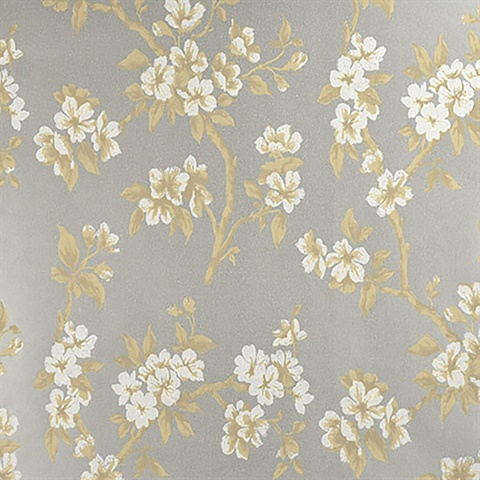 Ellen Silver Floral Wallpaper