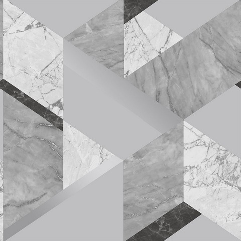 Elvira Grey Marble Geometric Wallpaper