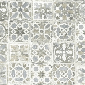 Grey Encaustic Tile Peel & Stick Wallpaper
