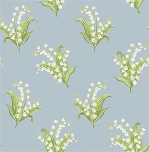 Farmington Blue Heather Lily of the Valley Wallpaper
