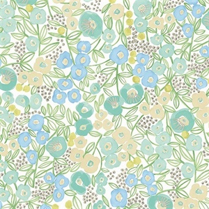 Flora Teal Garden Wallpaper