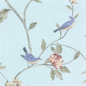 Floral Bird Sidewall Wallpaper