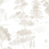Forest Wallpaper in Beige, Grey & White