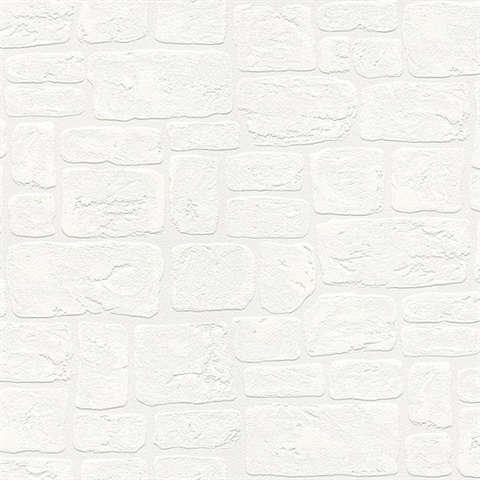 Gaffrey White Stone Paintable Wallpaper