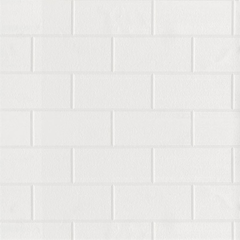 Galley White Subway Tile Paintable Wallpaper