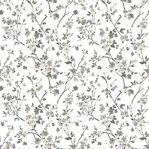 3122-10920 Glinda Black Floral Trail Wallpaper | Total Wallcovering