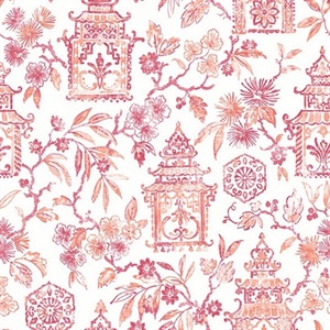 Helaine Coral Pagoda Wallpaper