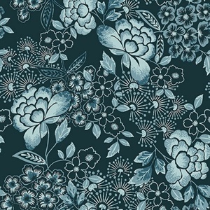 Irina Navy Floral Blooms Wallpaper