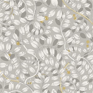 Kirke Grey Leafy Vines Wallpaper