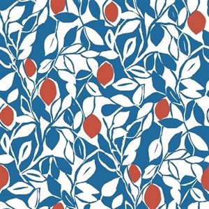 Loretto Blue Citrus Wallpaper