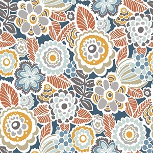 Lucy Navy Floral Wallpaper