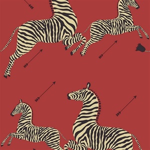 Masai Red Zebra Safari Scalamandre Self Adhesive Wallpaper