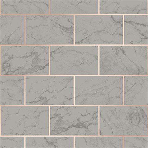 Mirren Grey Marble Subway Tile Wallpaper