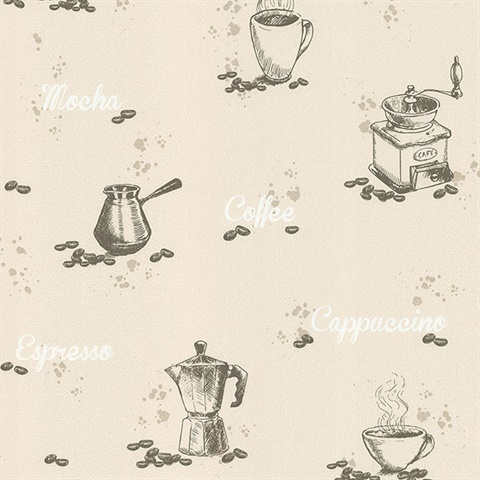 Nell Beige Coffee Wallpaper