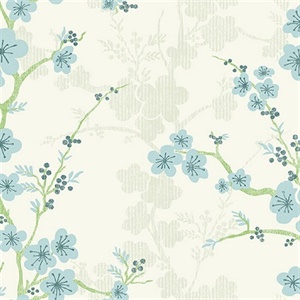 Nicolette Light Blue Floral Trail Wallpaper