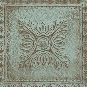 Ornamental Turquoise Tin Tile Wallpaper
