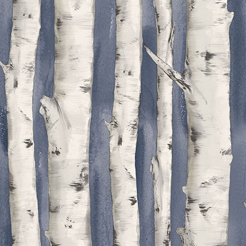 Pioneer Denim Birch Tree Wallpaper