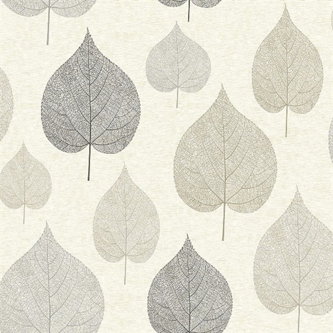 Quest Charcoal Leaf Wallpaper
