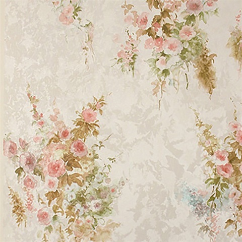 Quinn Peach Bouquet Floral Wallpaper
