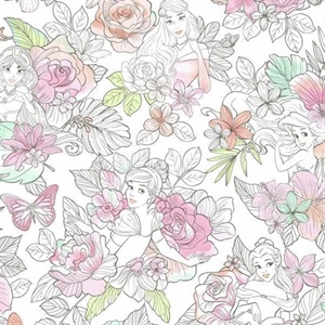 Disney Princess Royal Floral Wallpaper