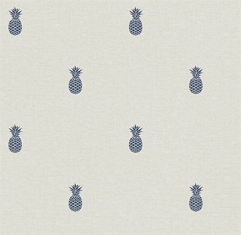 Southern Charm Navy Pineapple Wallpaper