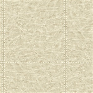 Study Check Taupe Leather Wallpaper
