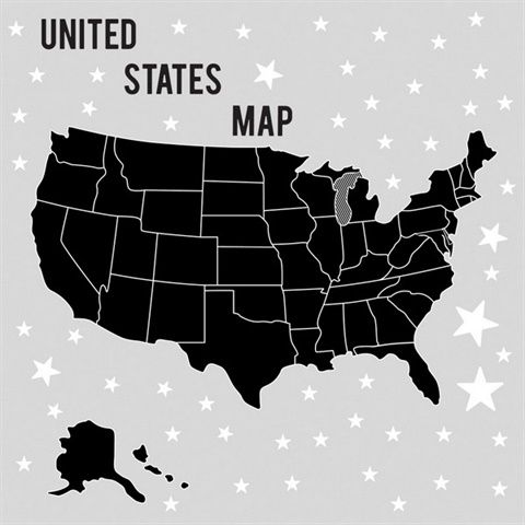 United States Chalk Map Peel And Stick Giant Wall Decals