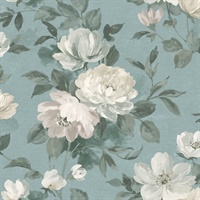 Peony Slate Floral Wallpaper