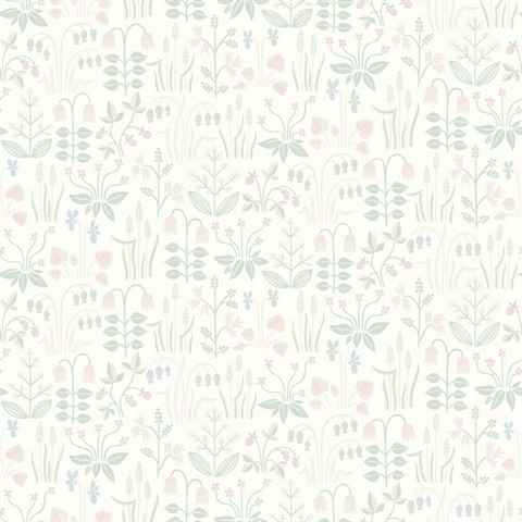 Strawberry Field Cream Garden Wallpaper