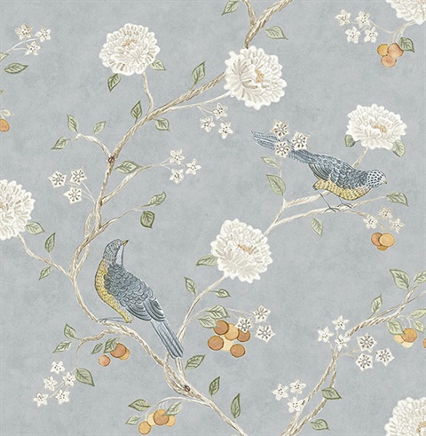 Wellesley Blue Heather Chinoiserie Wallpaper